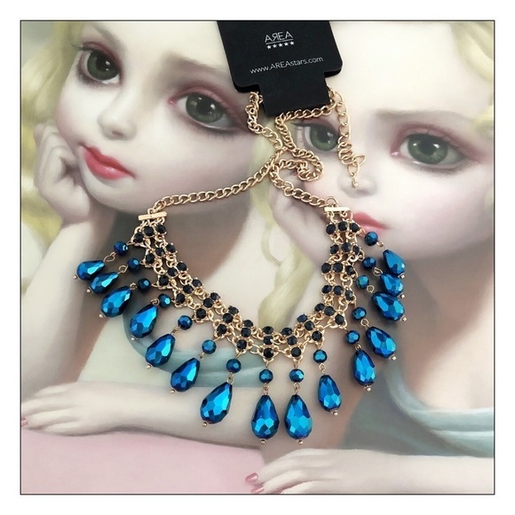 Area Stars Jewelry - NWT Area Stars Gold Drop Stone Statement Necklace